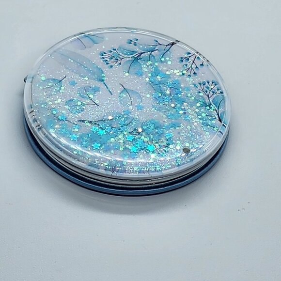 Last one Brand New Blue Flower Compact Double Sided Mirror - Picture 1 of 4